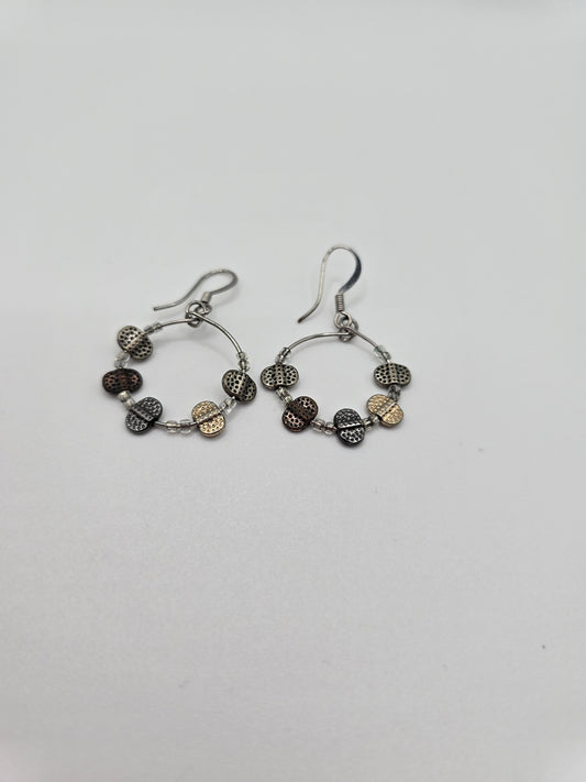 Silver Tone Hanging Earrings with Beads Preloved