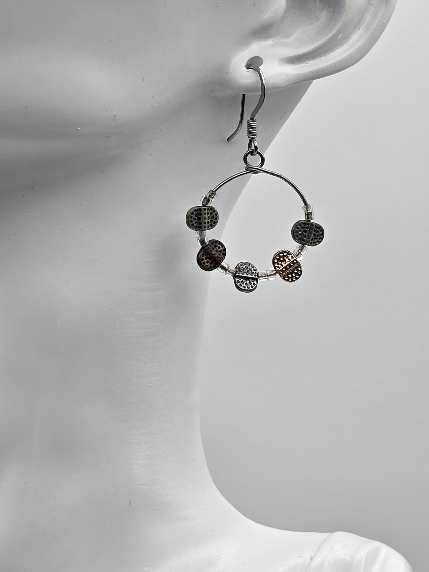 Silver Tone Hanging Earrings with Beads Preloved