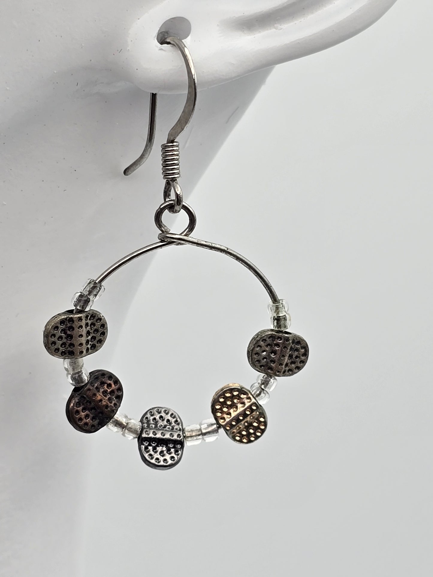 Silver Tone Hanging Earrings with Beads Preloved