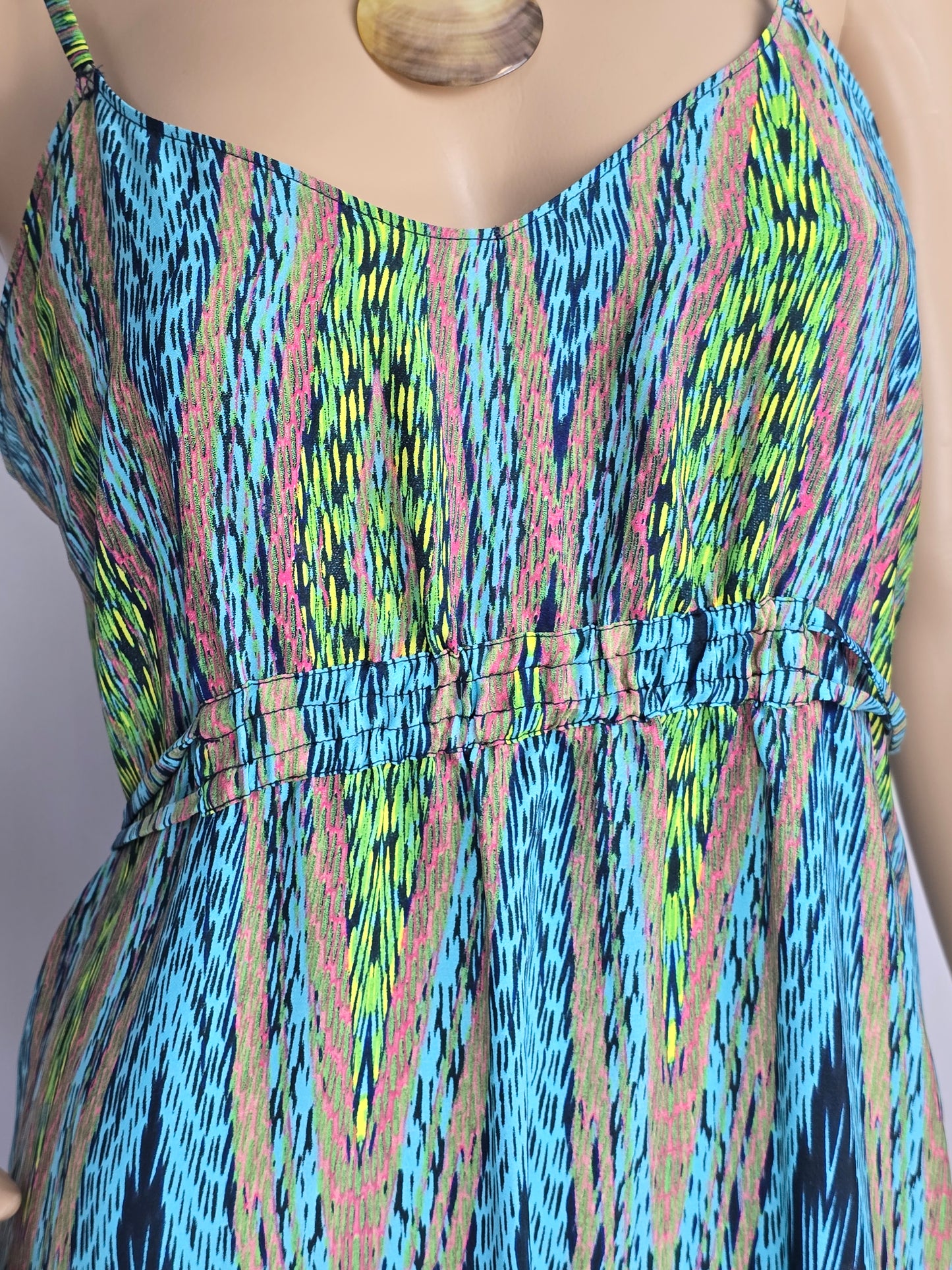 Charlie Jade Blue Patterned Medium Maxi Dress Preloved