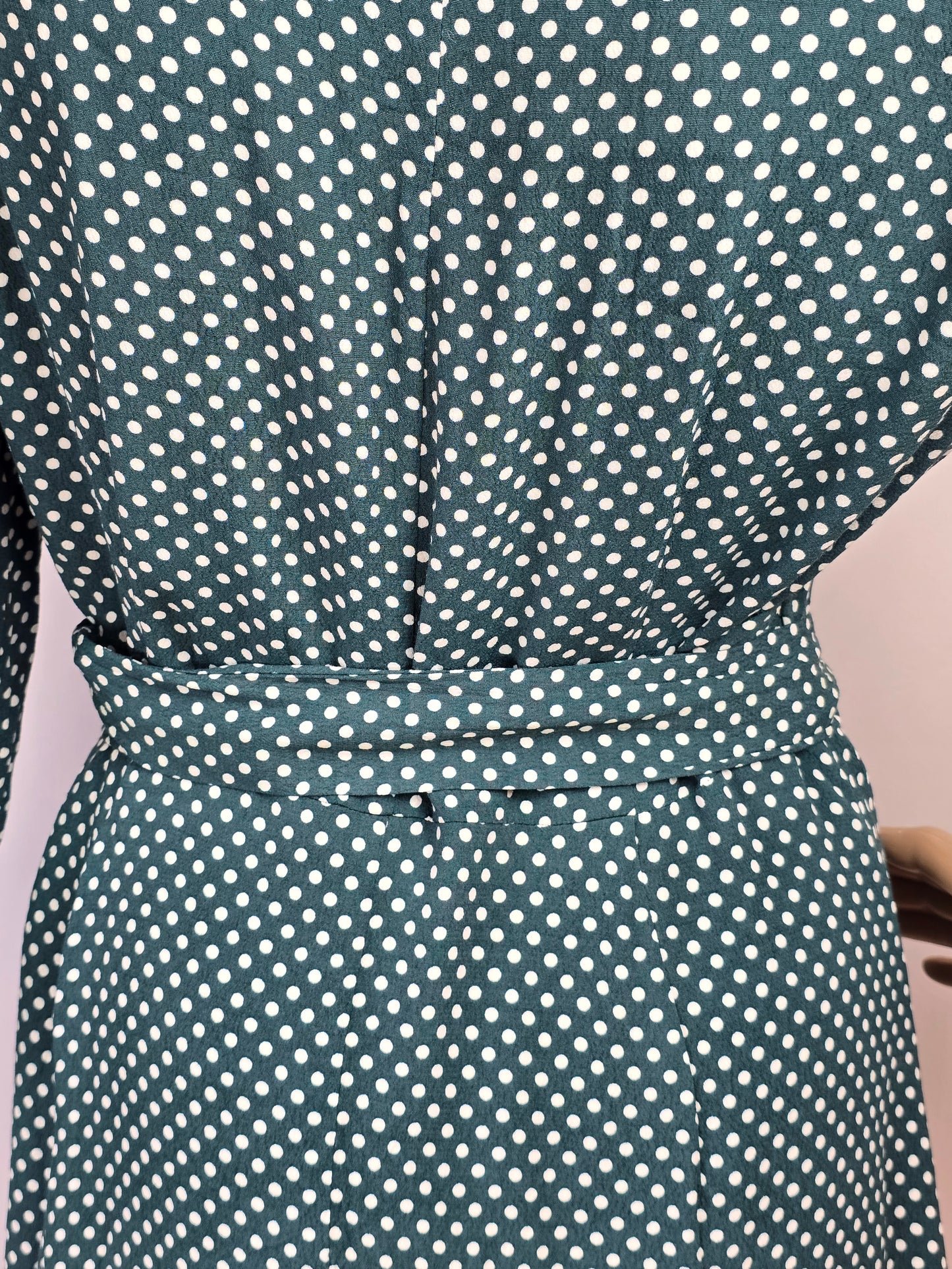 Loft Green & White Polka Dot Mini Wrap Dress Size 6 Petite Preloved