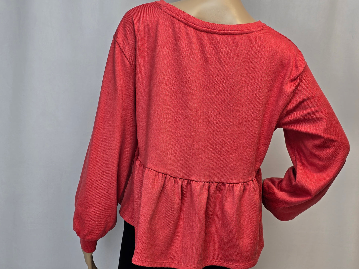 Joe Fresh Jillian Harris Ruffle Hem Long Sleeve Shirt Top Coral Medium Preloved