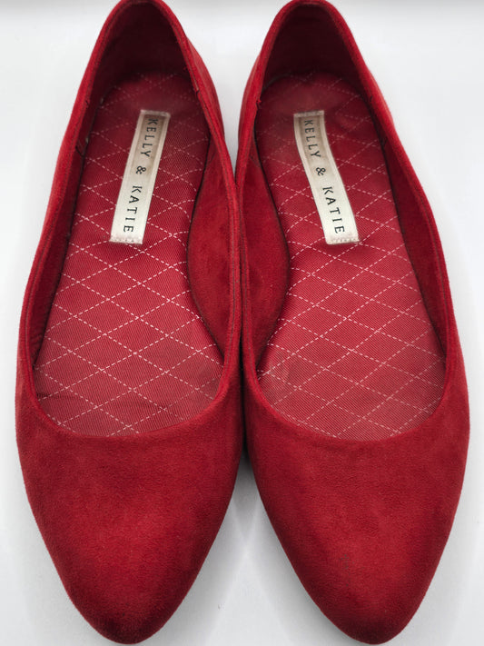 Kelly & Katie Red Suede Flats Size 7.5 Preloved Shoes