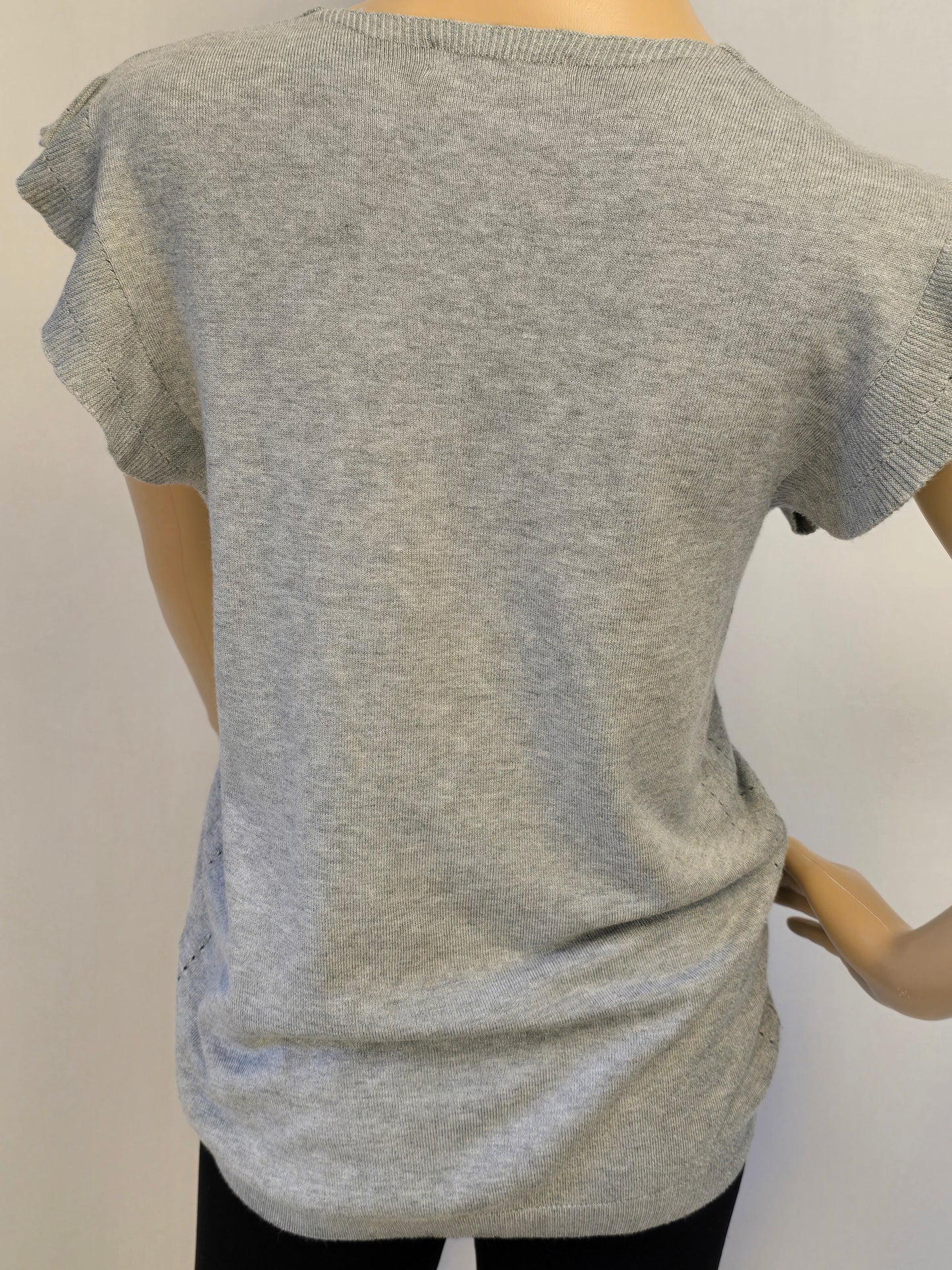 Joe Fresh Light Grey V Neck Short Sleeve Sweater  / Top Medium Preloved