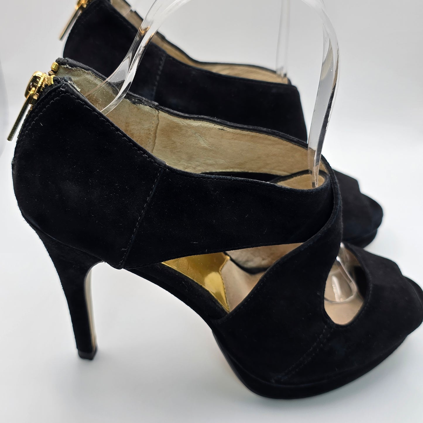 Michael Kors 4.5" Platform Black Suede Heels Preloved Size 7