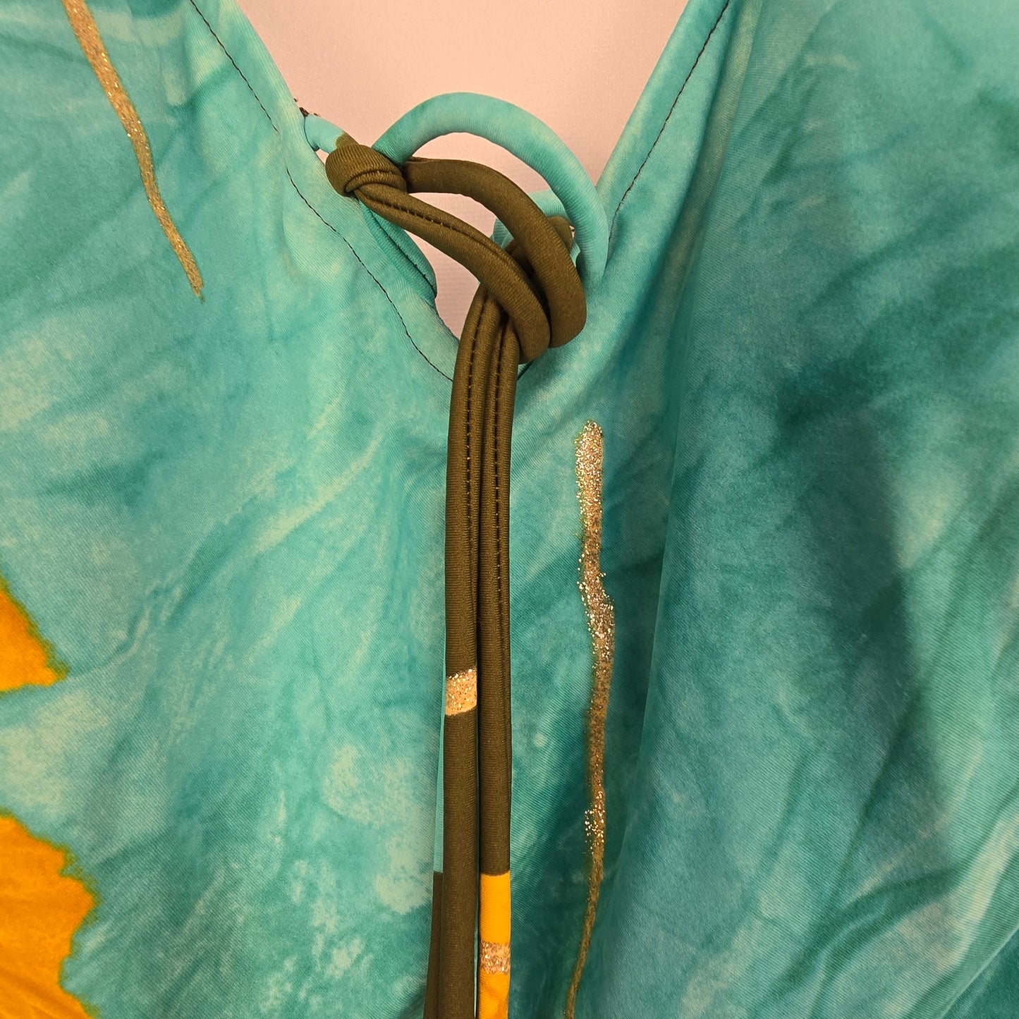 Carol Wior Swimsuit Aqua, Olive and Gold Preloved Size 12