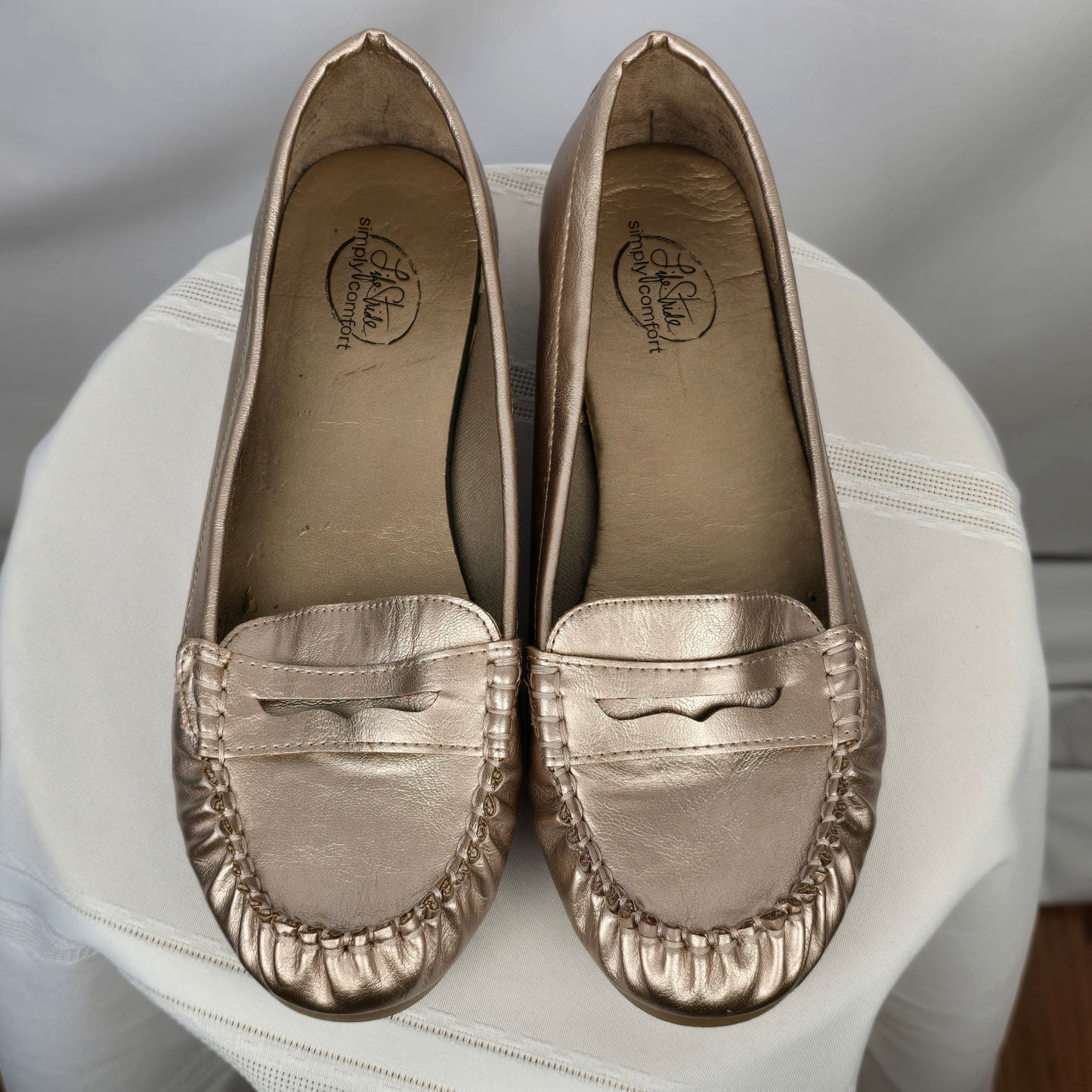 Life Stride Bronze Penny Loafer Size 10M Preloved