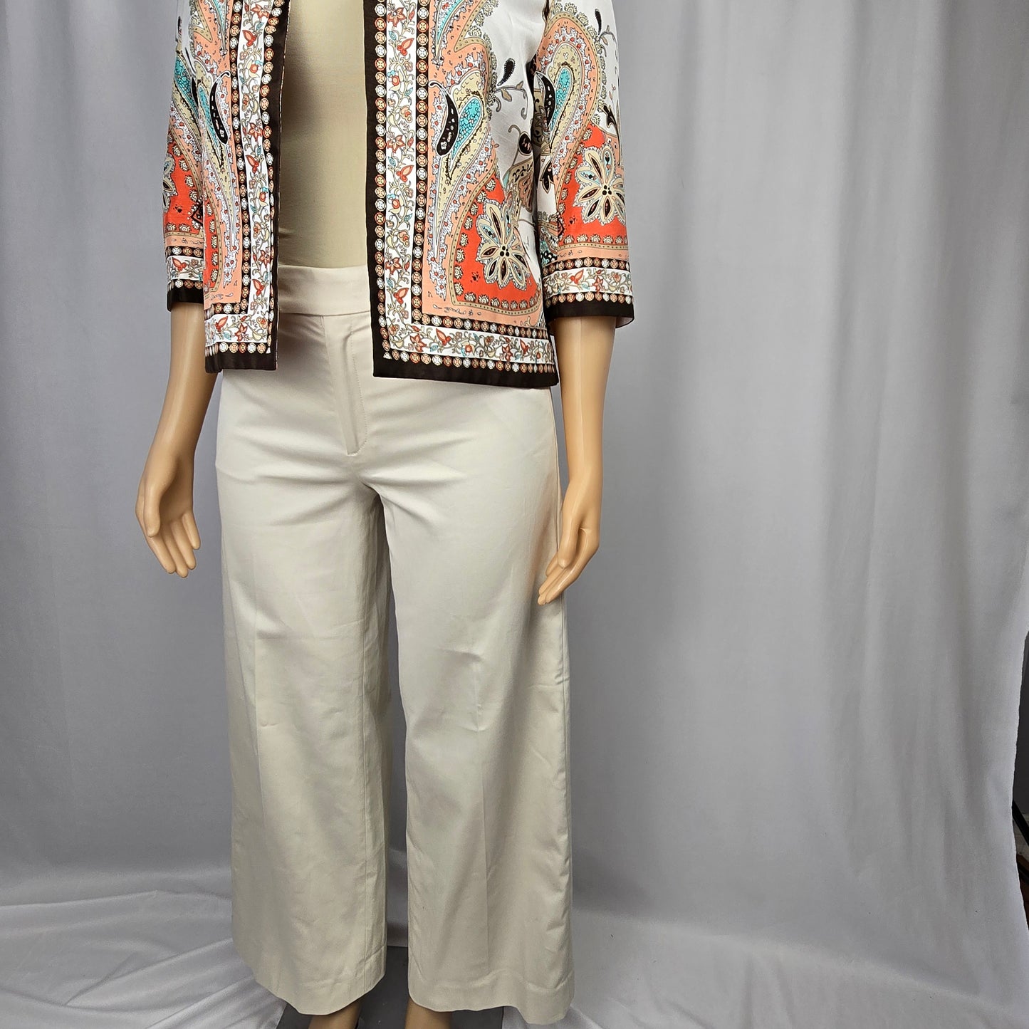 Banana Republic Trousers Size 14, Paisley Jacket Approx Size 14 & Necklace/Earrings