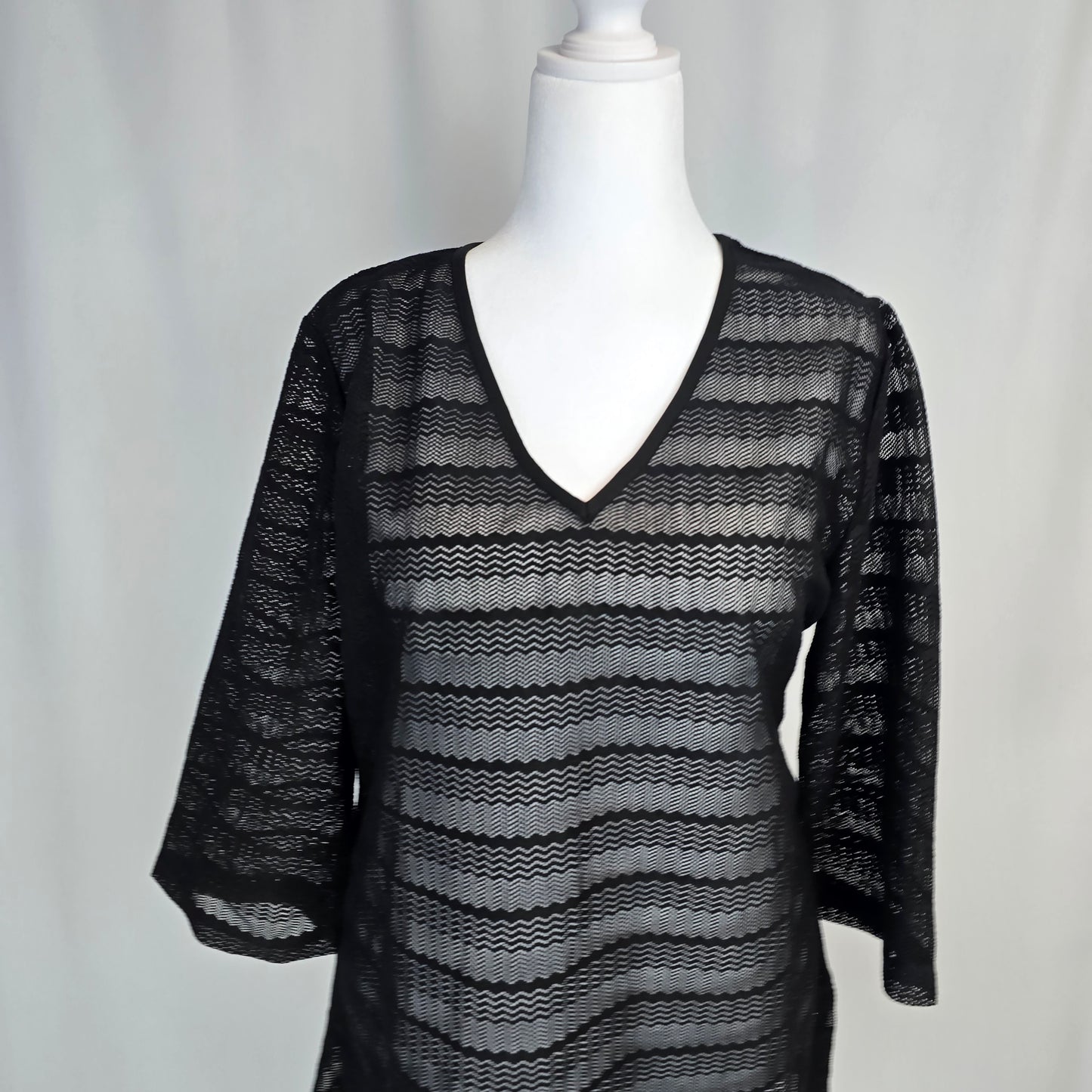 Black Mesh Bathing Suit Cover-Up Approx size XL Preloved