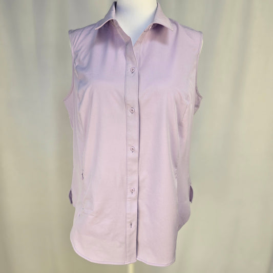 Eddie Bauer Mauve Sporty Sleeveless Button Down Large Preloved