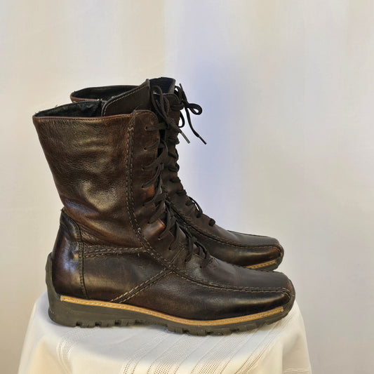 feetfirst Brown Leather Boots Size 38 Preloved