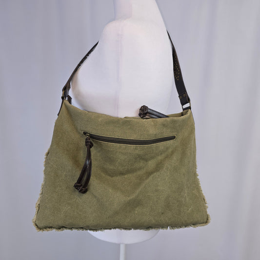 Nevada Olive Colour Canvas Purse Preloved