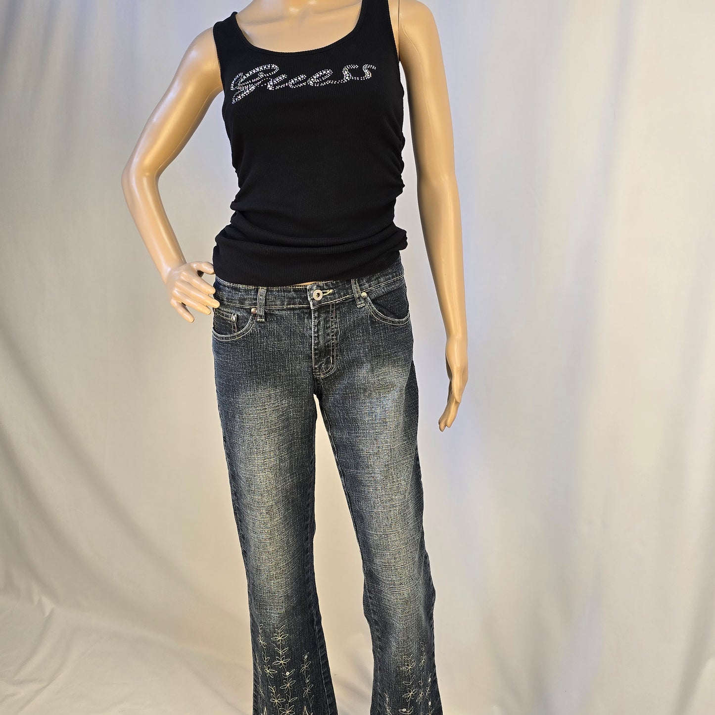 Guess Black Racerback Tank Top Size Medium Preloved