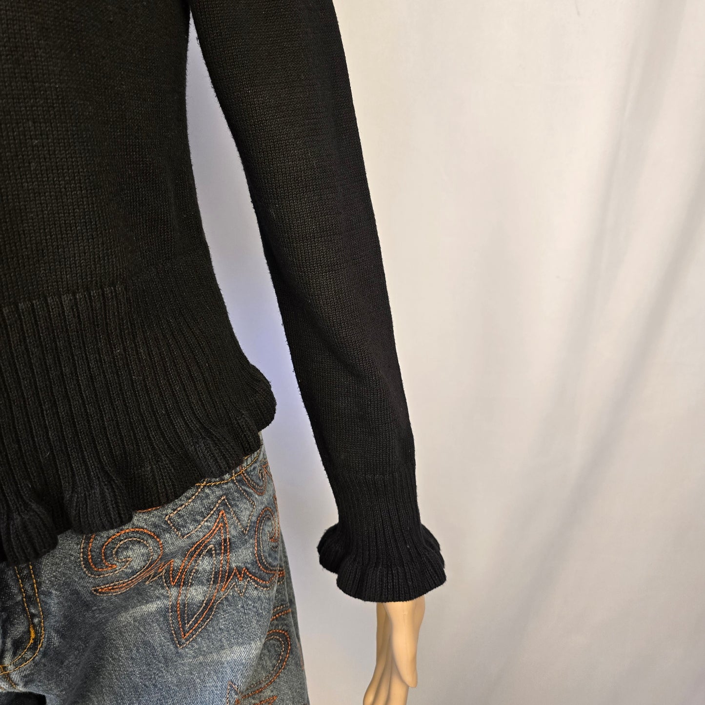 YZZA Vintage Black Sweater with Hood Size Small Preloved