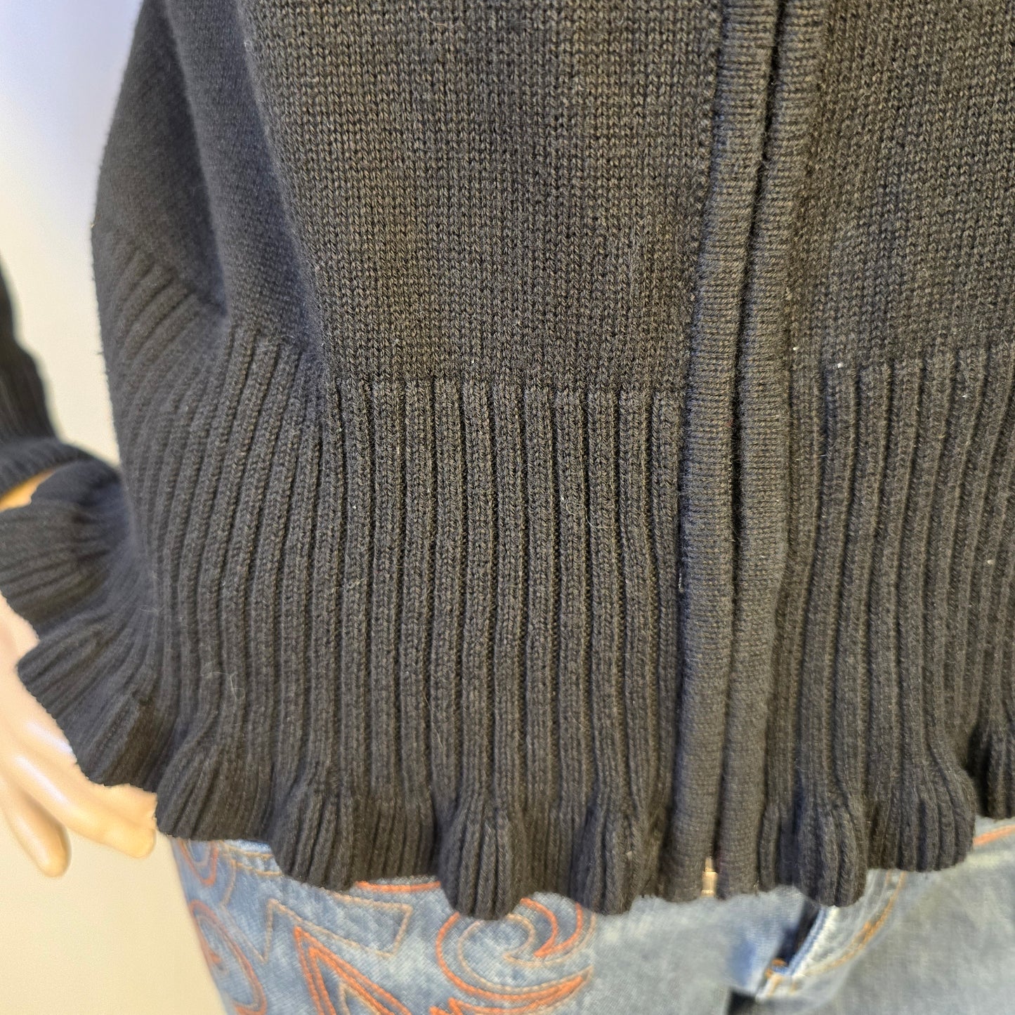 YZZA Vintage Black Sweater with Hood Size Small Preloved