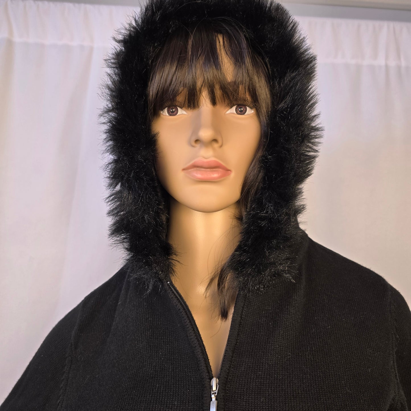 YZZA Vintage Black Sweater with Hood Size Small Preloved