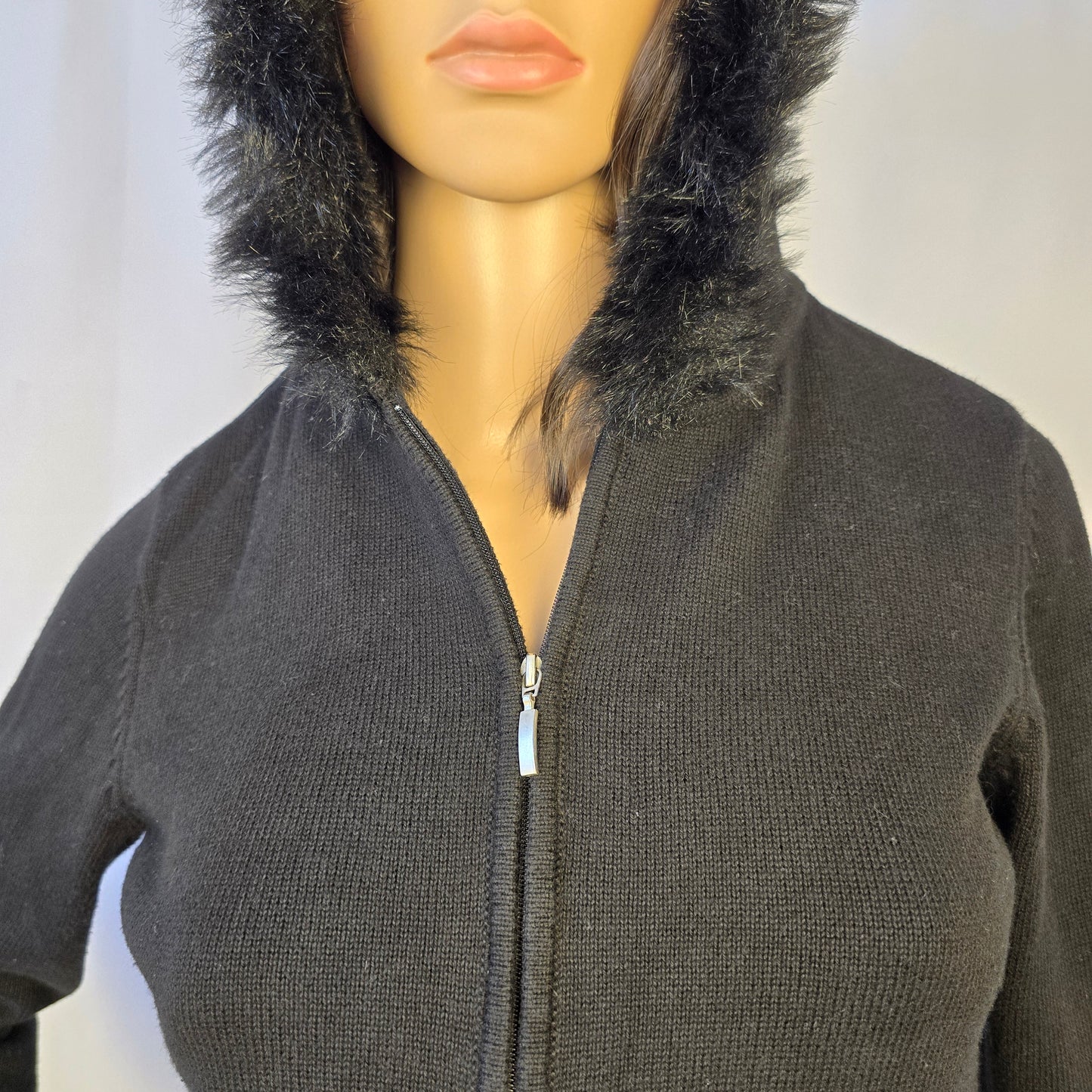 YZZA Vintage Black Sweater with Hood Size Small Preloved