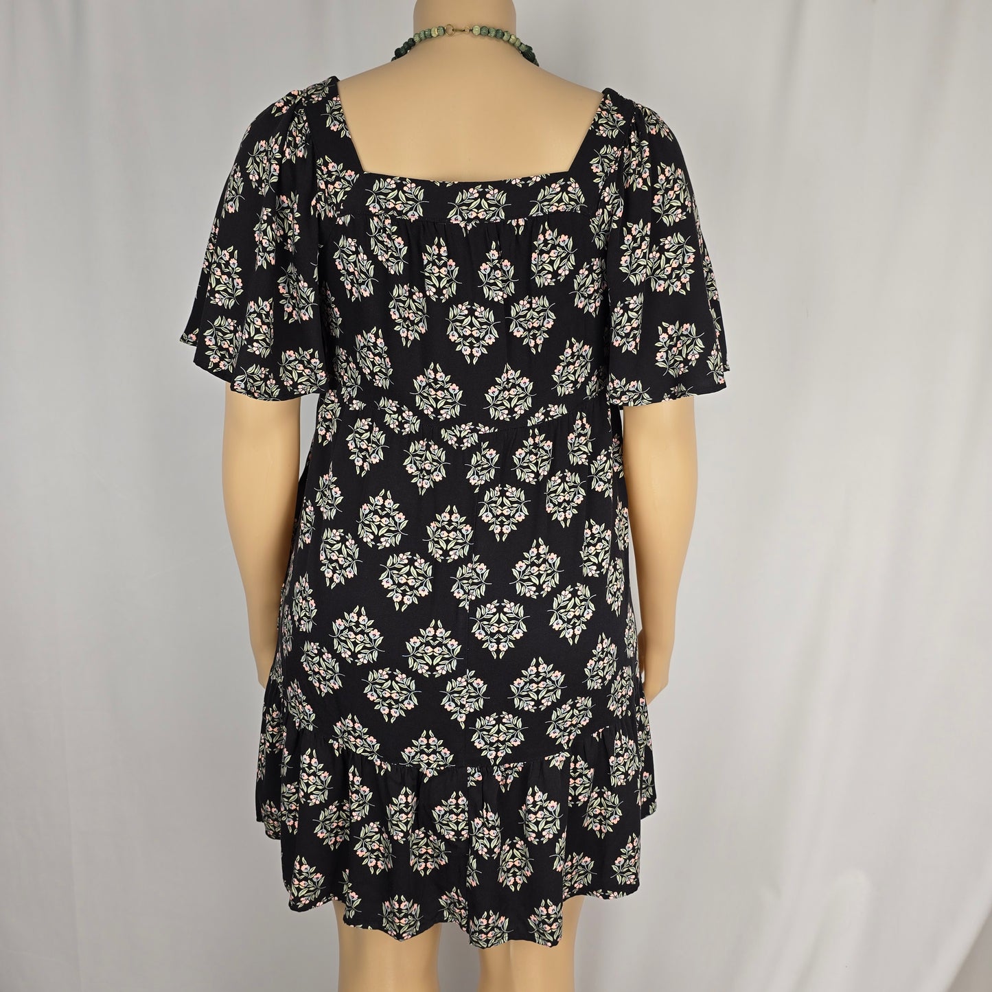 Maurice's Flowy Black, Sage and Pink Dress Large New