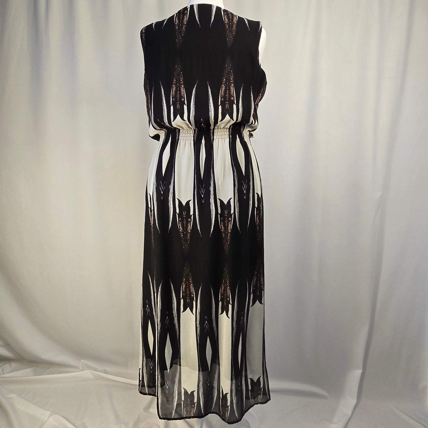 Picadilly Maxi Dress Black, White, Brown Size 12