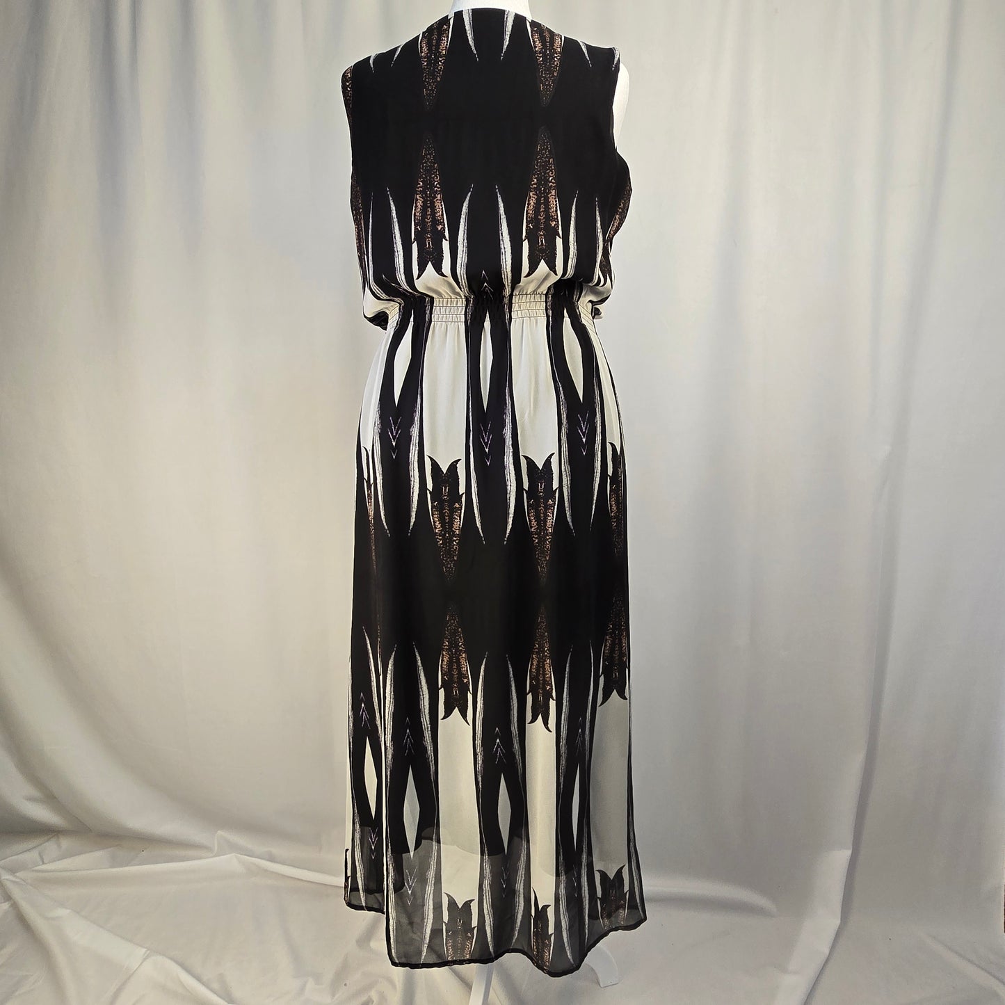 Picadilly Maxi Dress Black, White, Brown Size 12