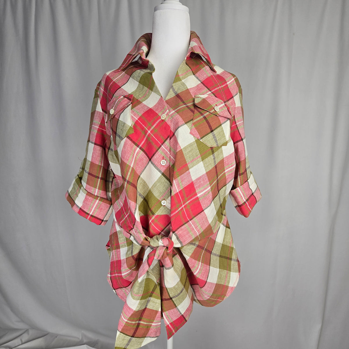 Jones New York Signature Plaid Blouse Preloved Large