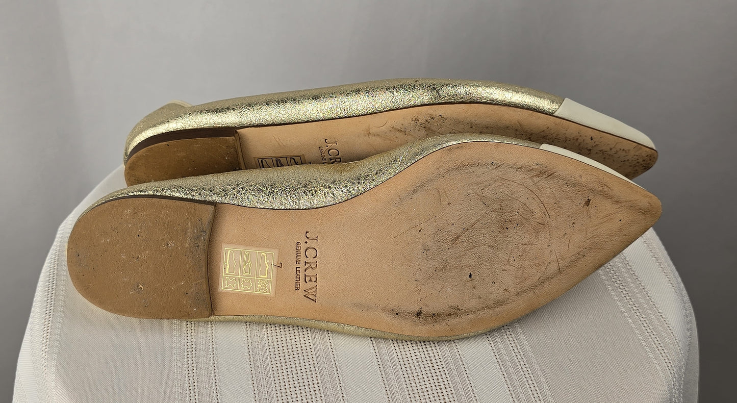 J.Crew Metallic Pointed Toe Flats Size 7 Preloved