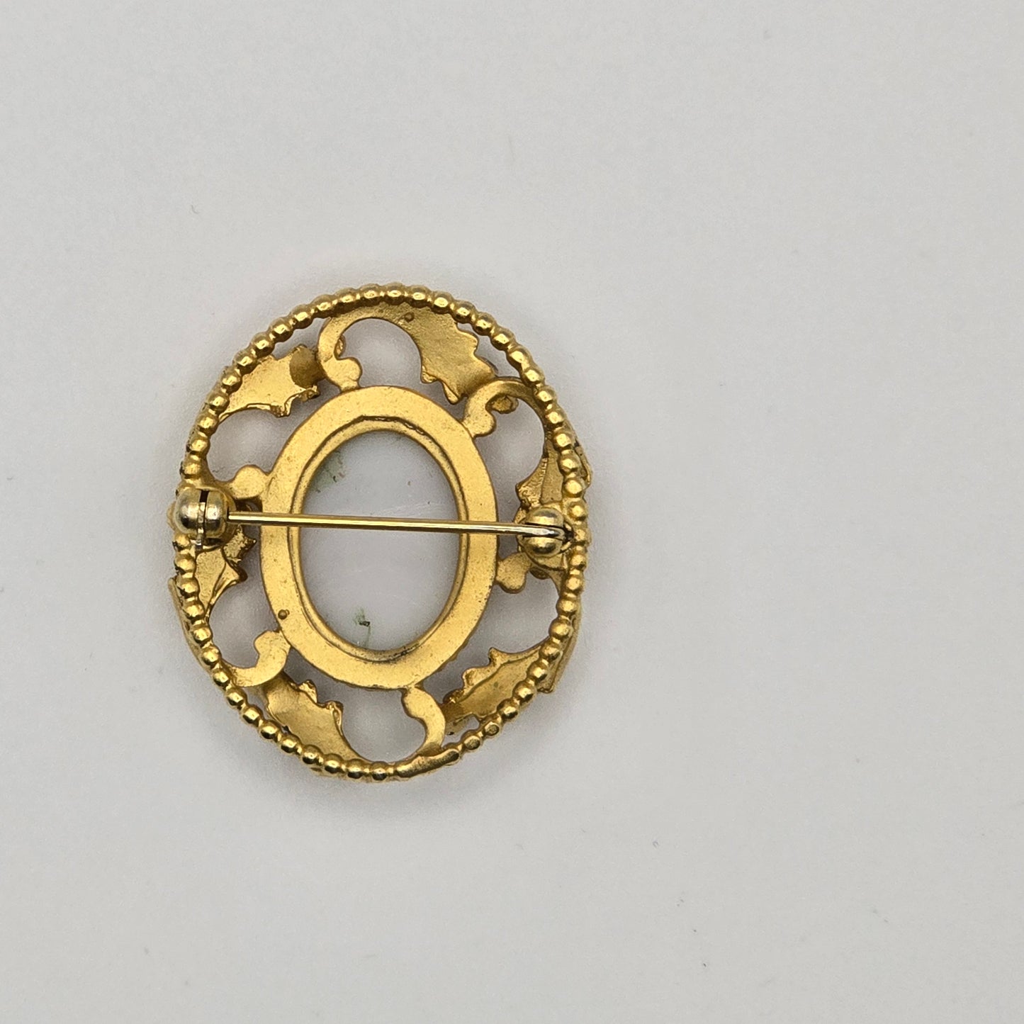 Vintage Gold Tone Rose Cameo Brooch Vintage