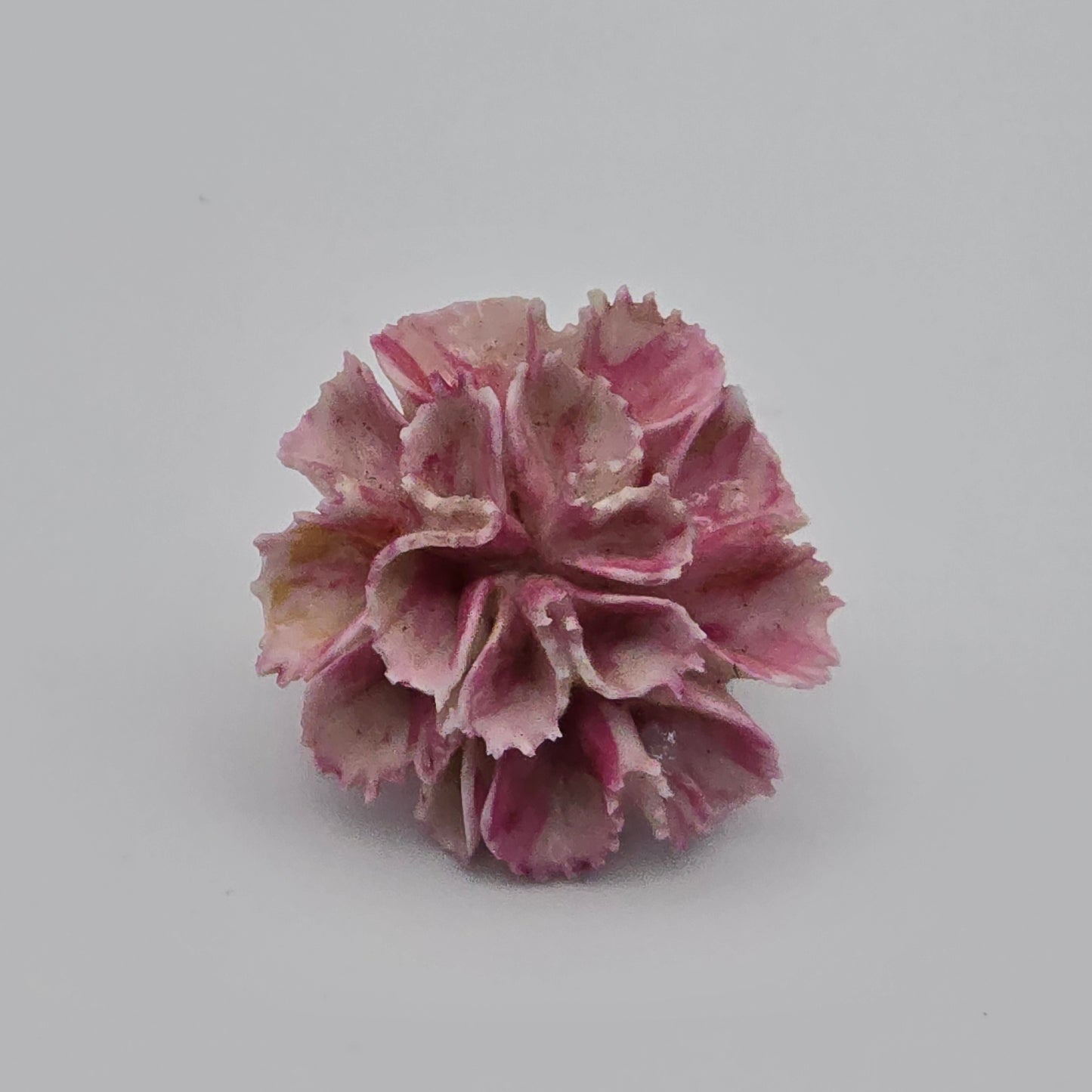 Pink and White Ceramic Chrysanthemum Flower Brooch Vintage Made in England
