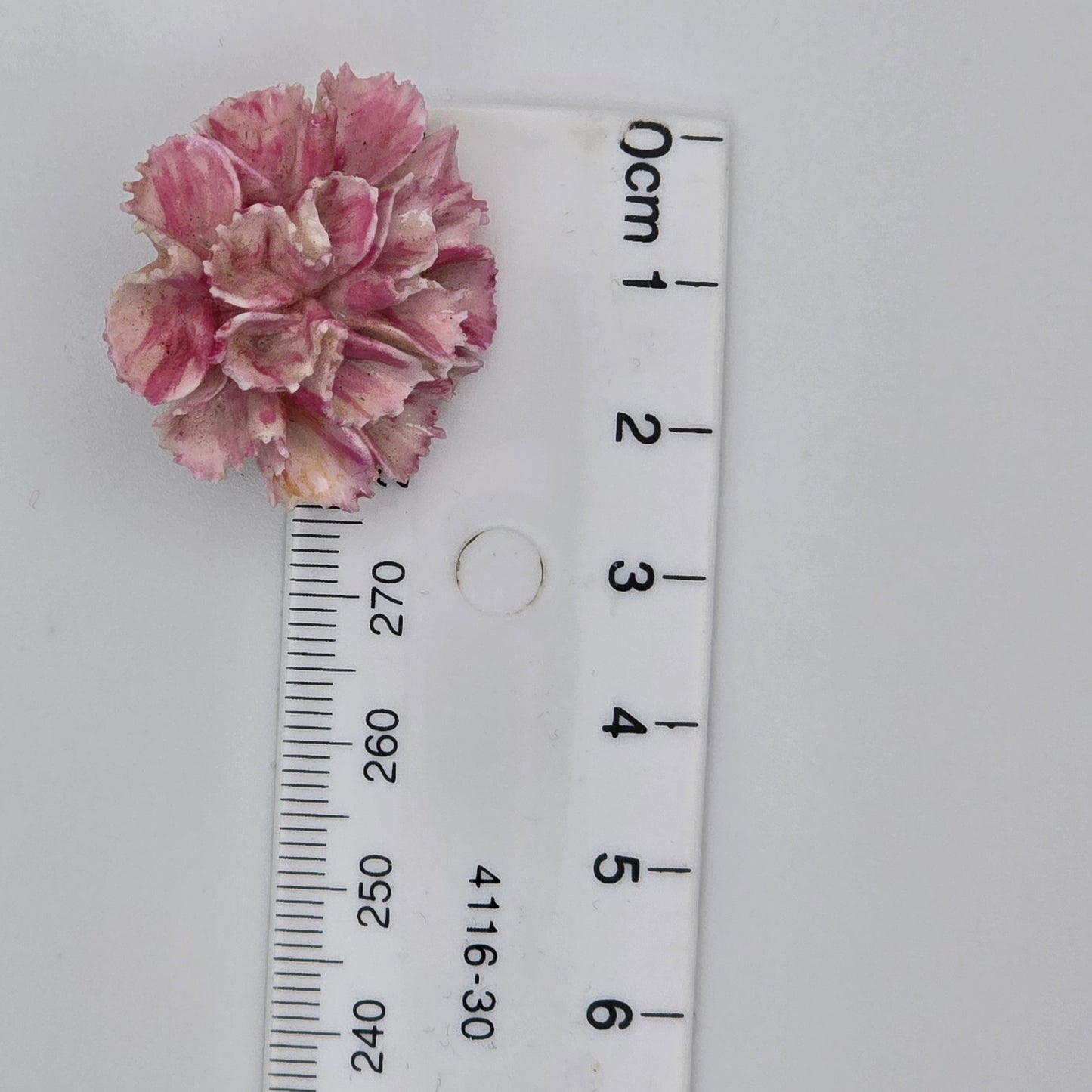 Pink and White Ceramic Chrysanthemum Flower Brooch Vintage Made in England