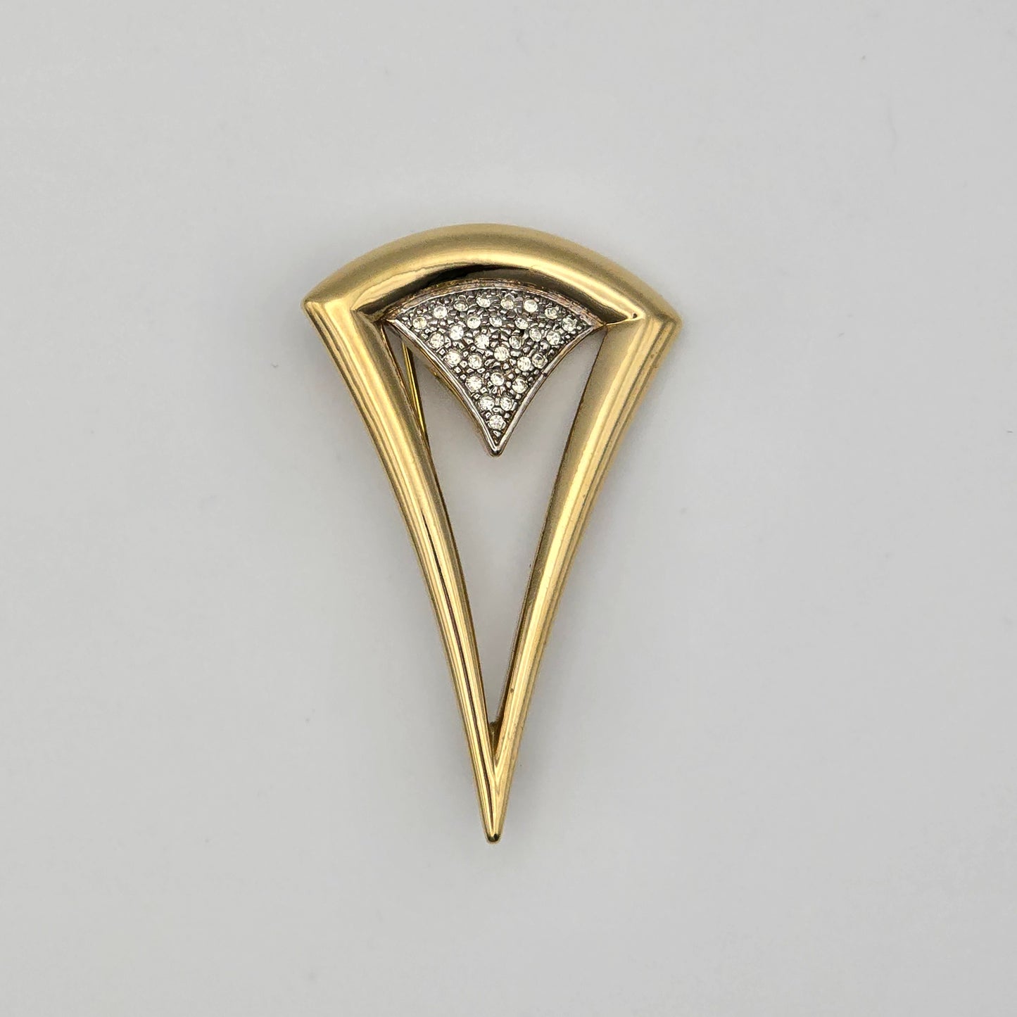 Gold Tone Brooch with Rhinestone Detailing Preloved