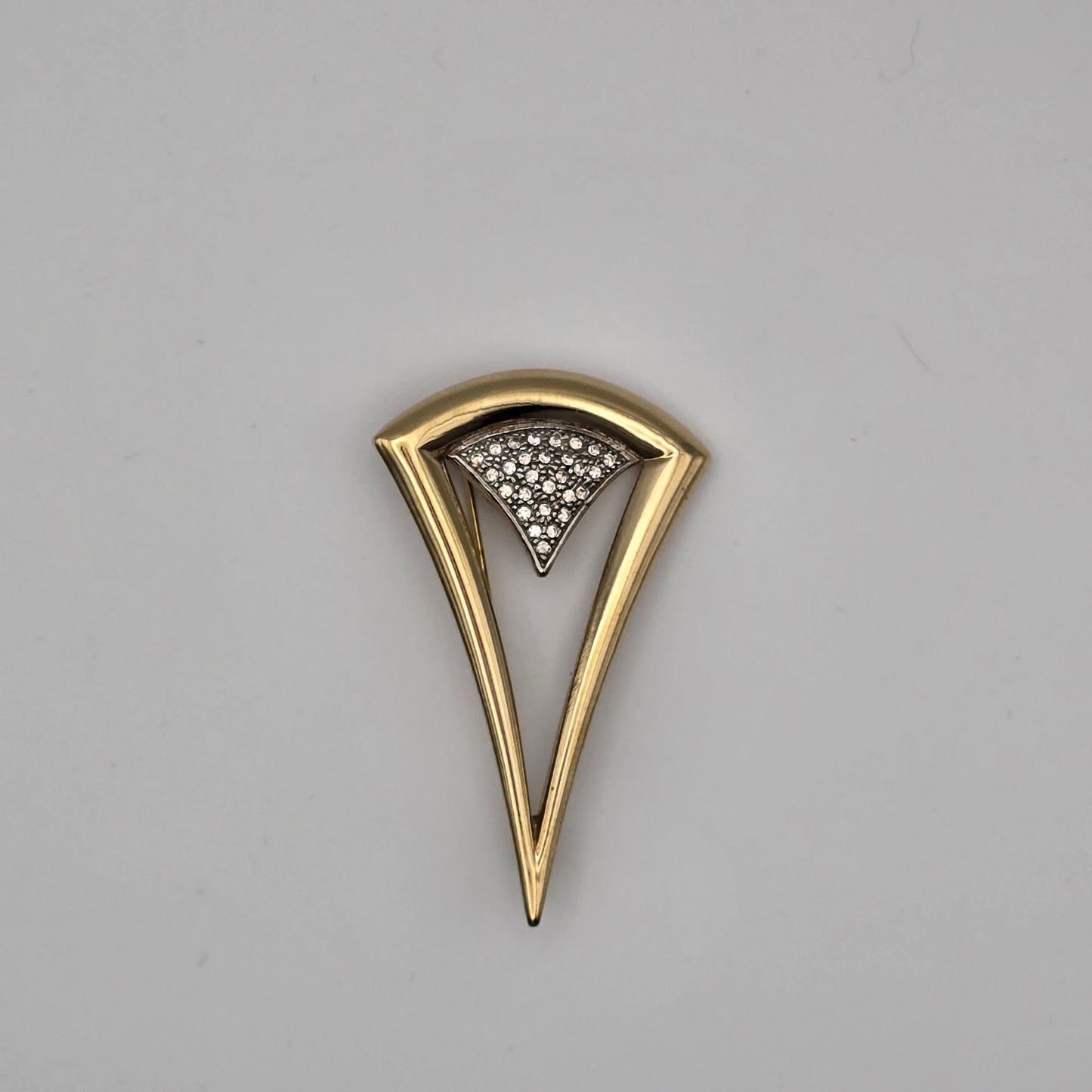 Gold Tone Brooch with Rhinestone Detailing Preloved