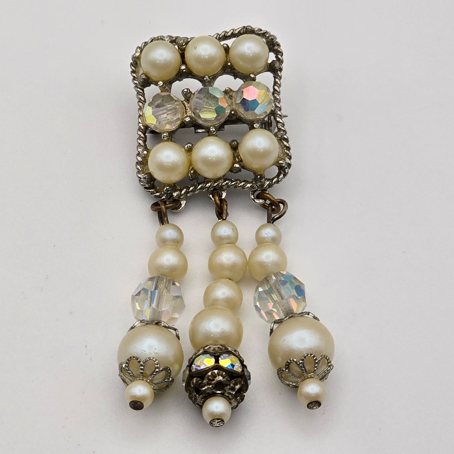 Vintage Pearl and Glass Brooch