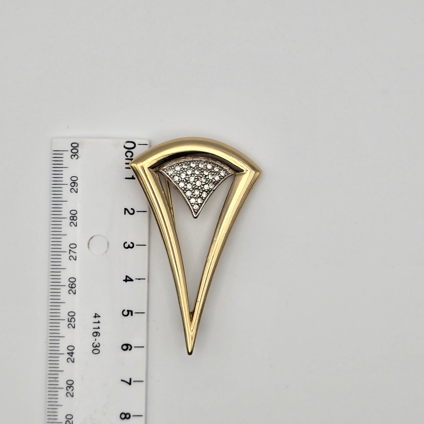 Gold Tone Brooch with Rhinestone Detailing Preloved