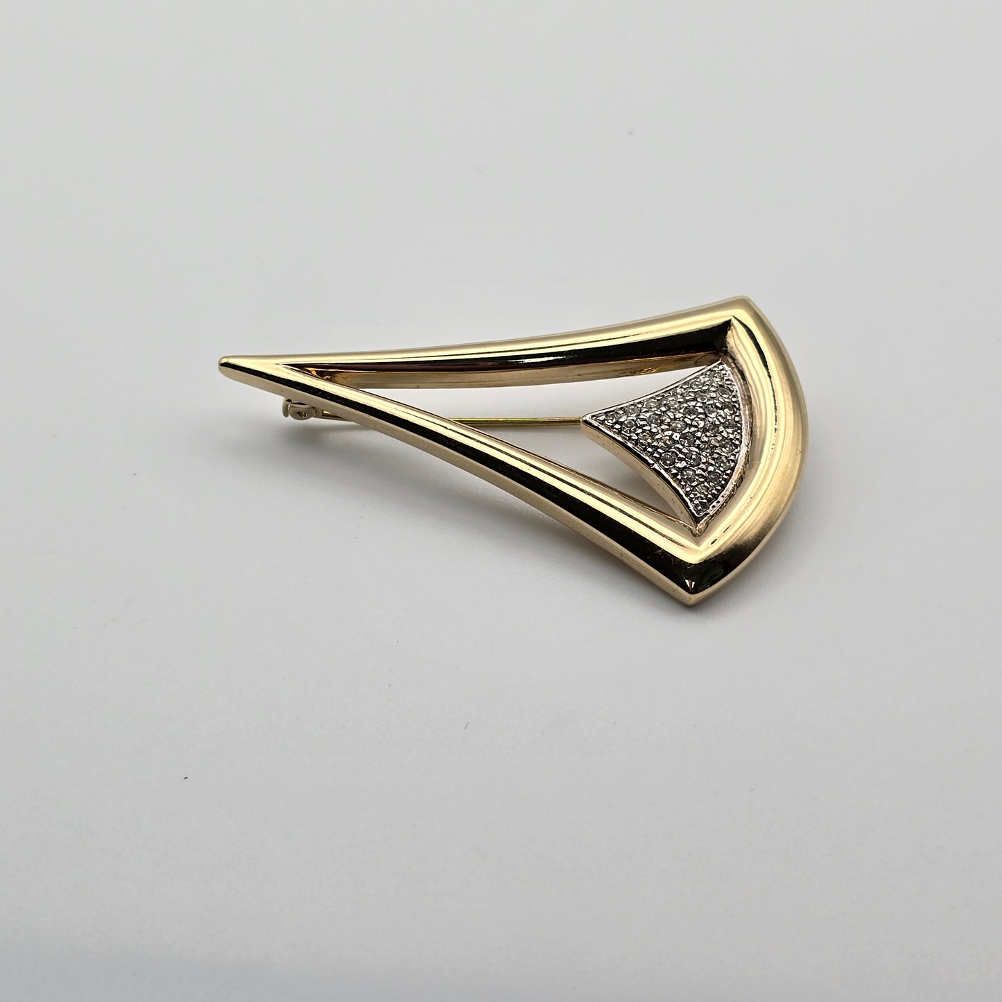 Gold Tone Brooch with Rhinestone Detailing Preloved