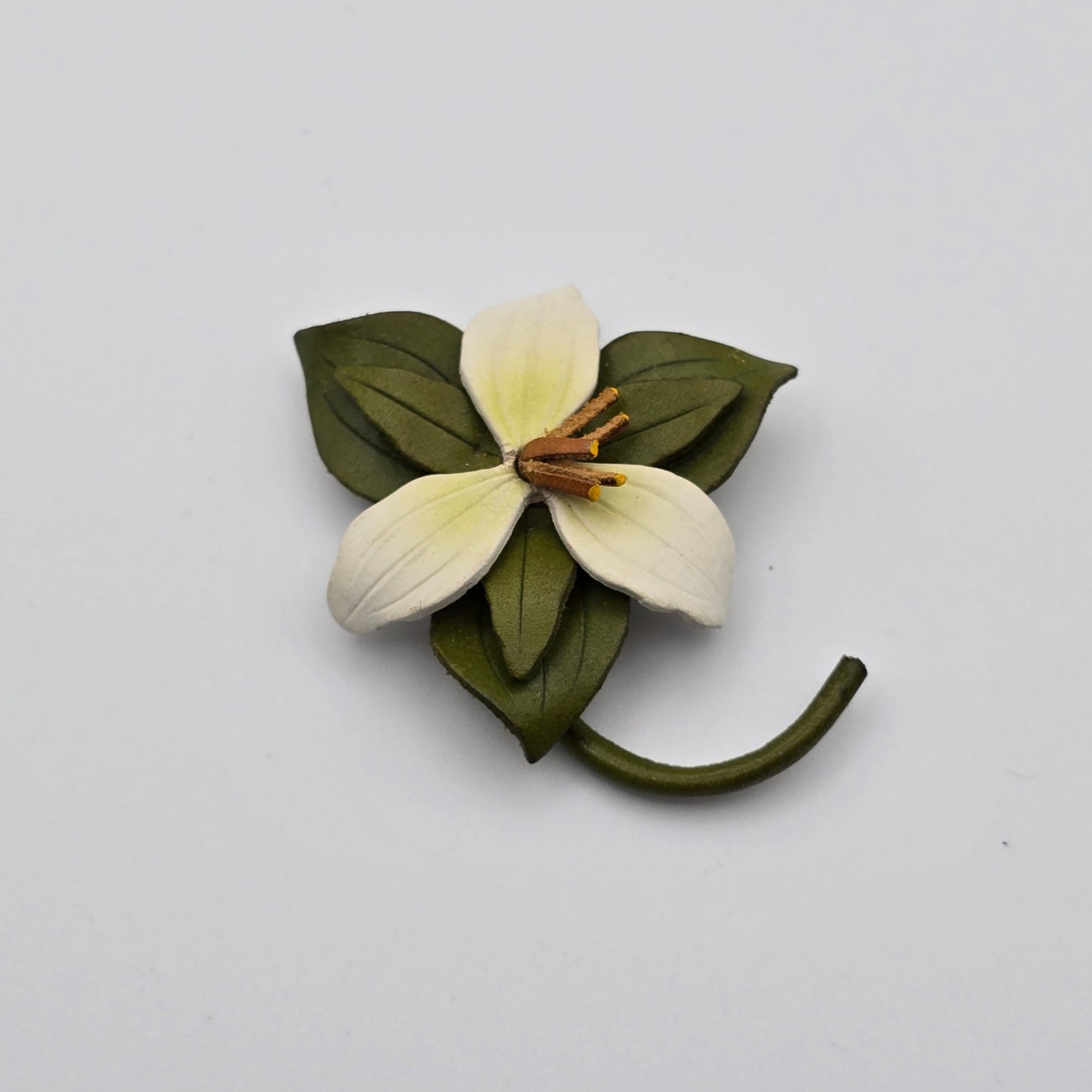Leather Trillium Brooch