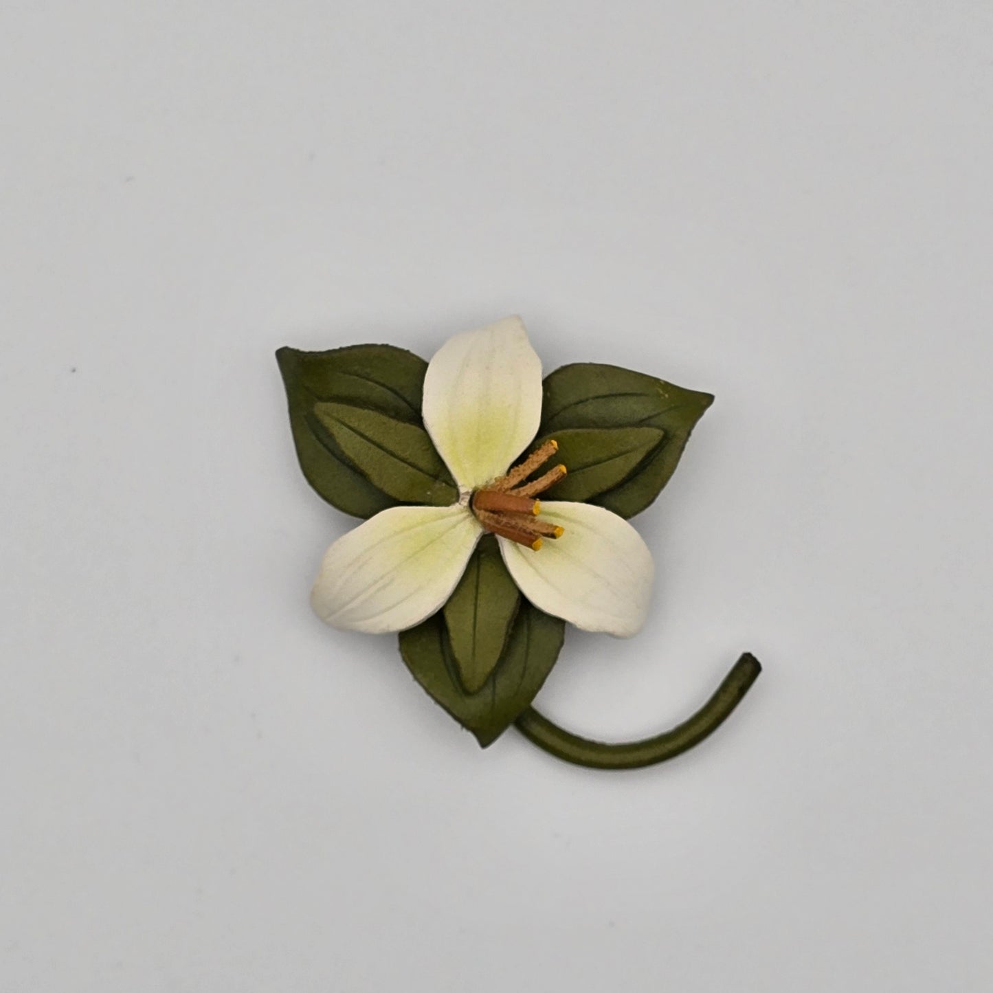 Leather Trillium Brooch