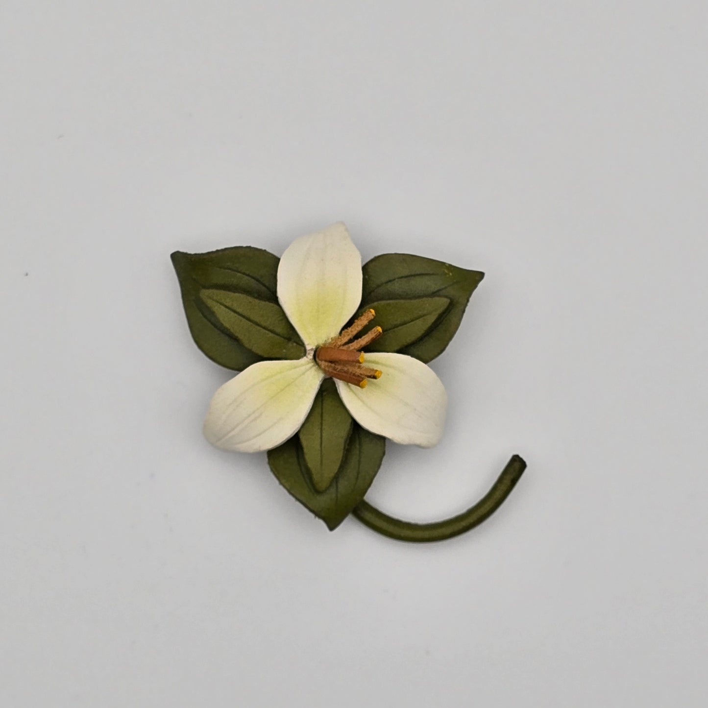 Leather Trillium Brooch