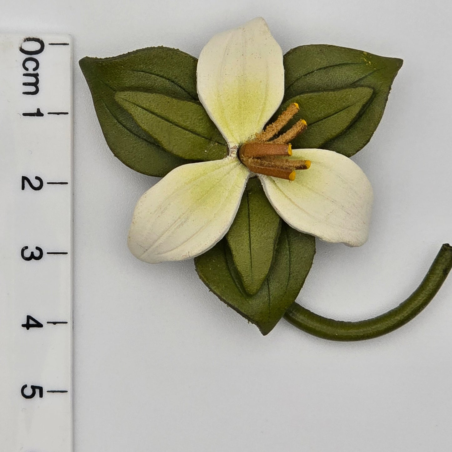 Leather Trillium Brooch