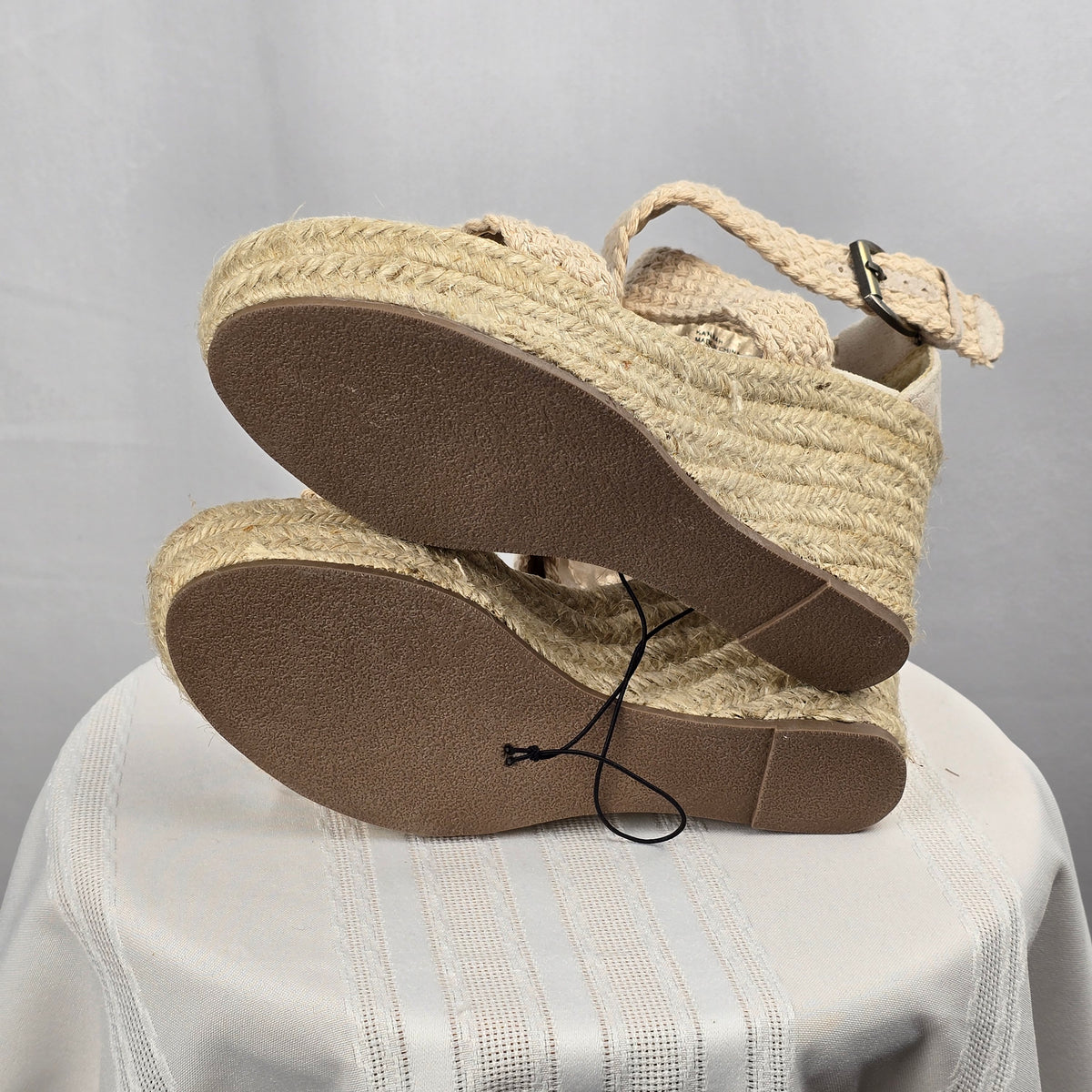 NWT George Hannah Platform Wedge Sandals Beige | Boho Summer Heels