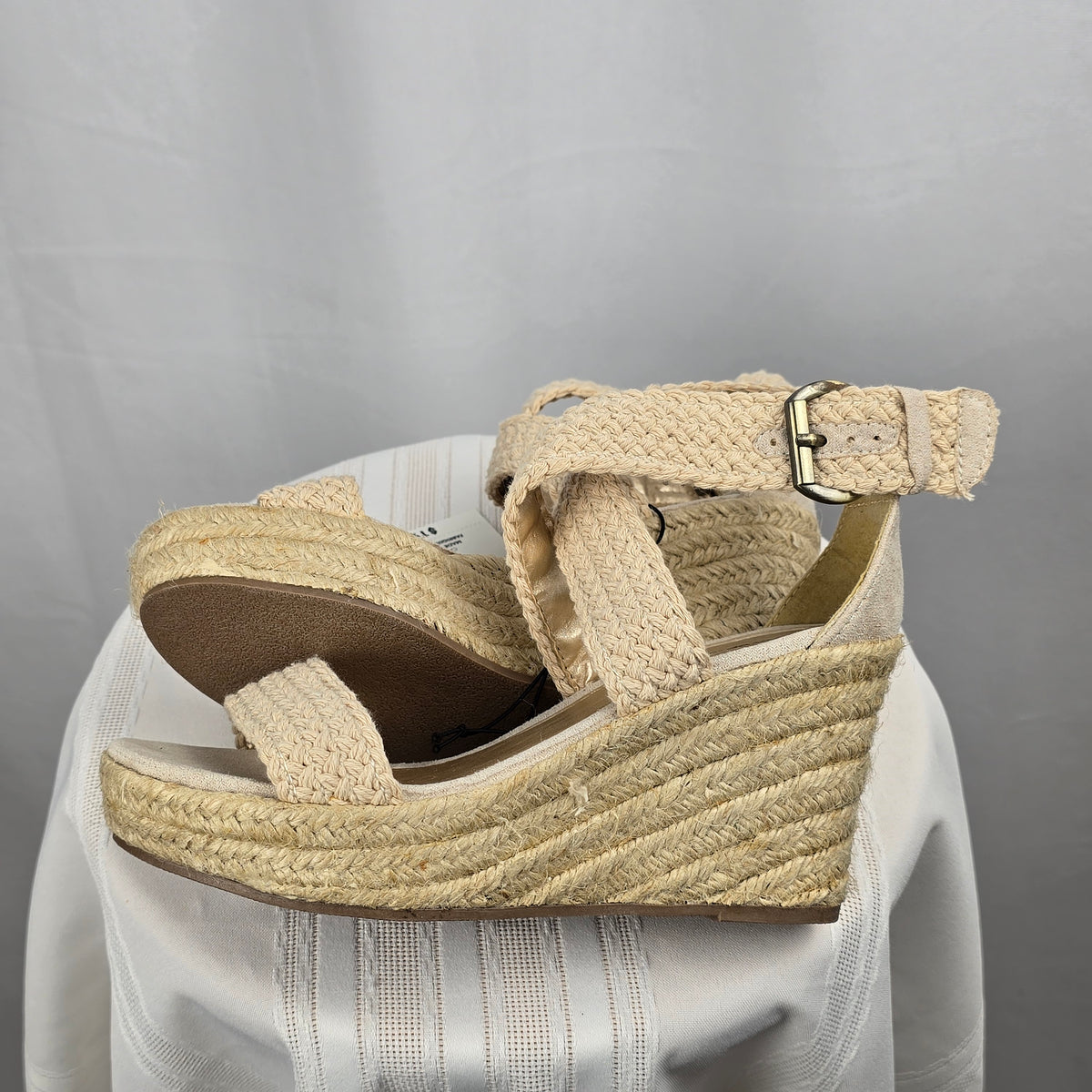 NWT George Hannah Platform Wedge Sandals Beige | Boho Summer Heels
