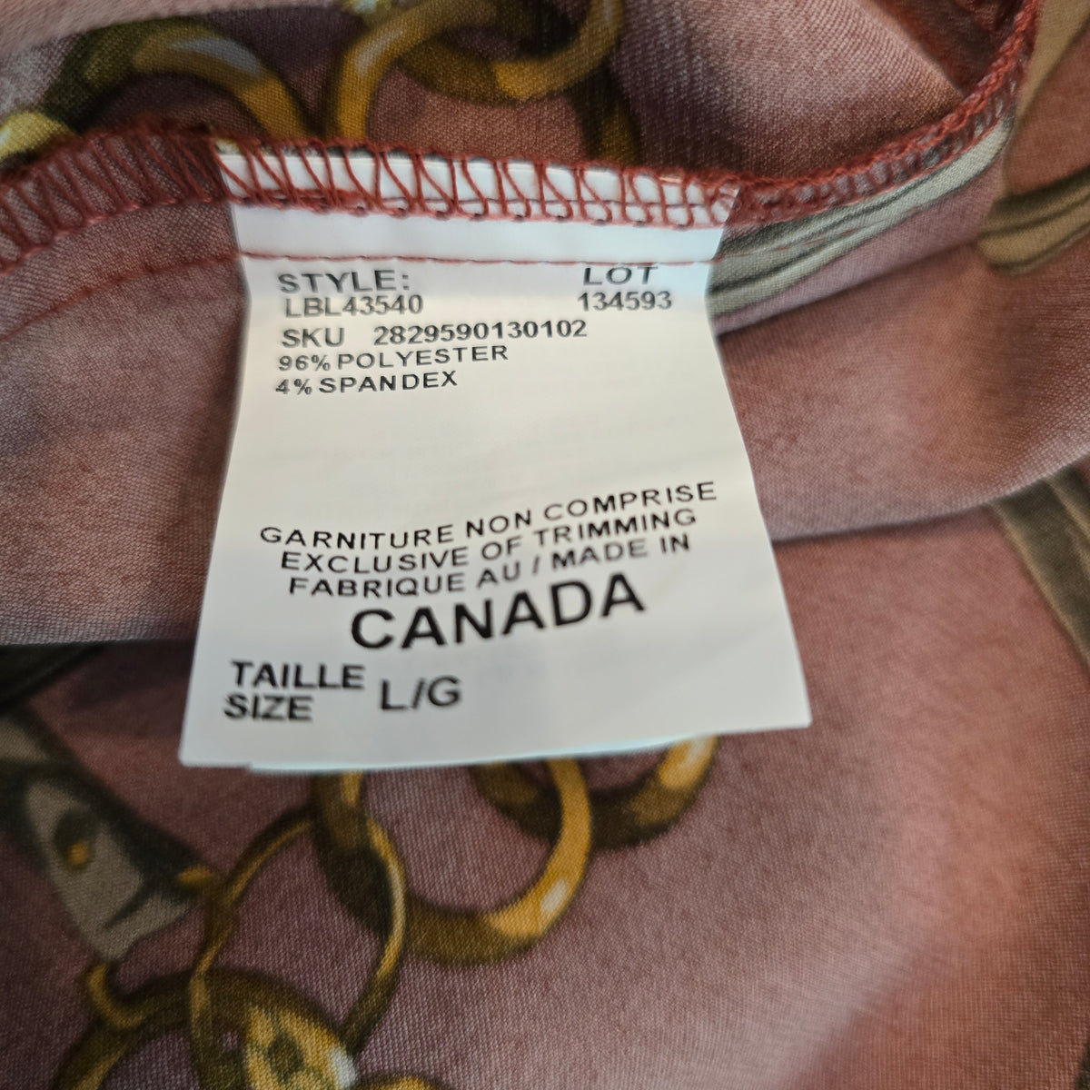 Le Chateau Satin Long Sleeve Equestrian Print Blouse Large Preloved
