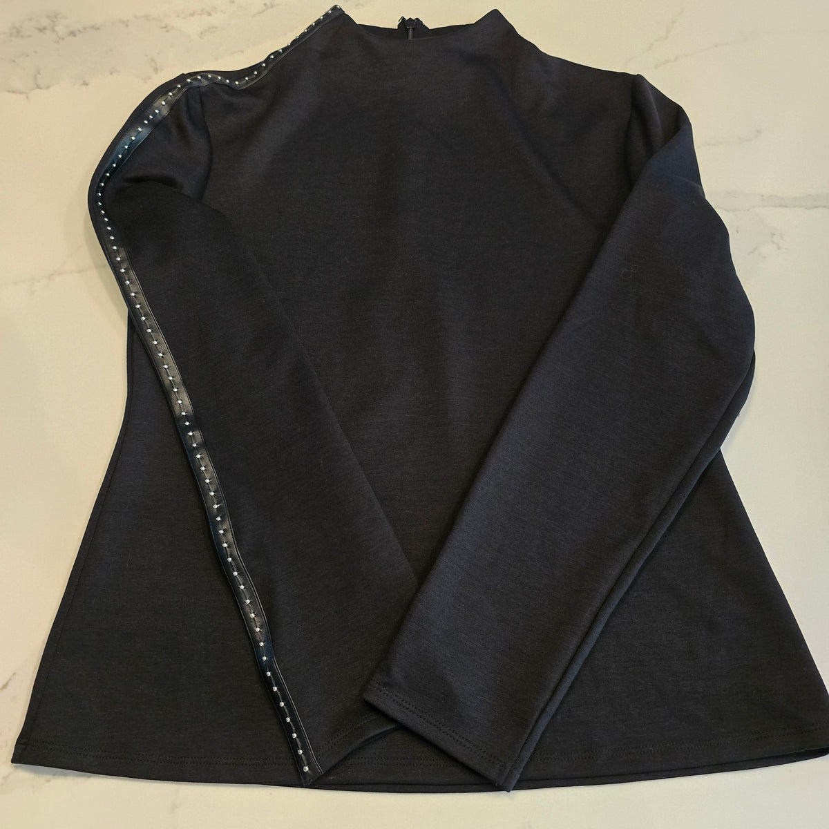 Vince Camuto Mock Neck Studded Sleeve Top – Size M New with Tags