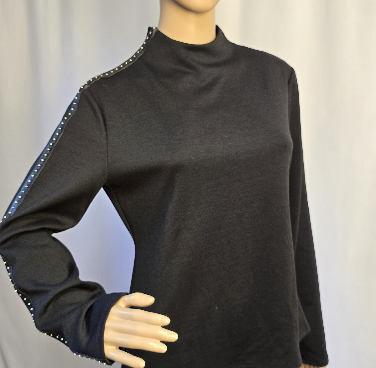 Vince Camuto Mock Neck Studded Sleeve Top – Size M New with Tags