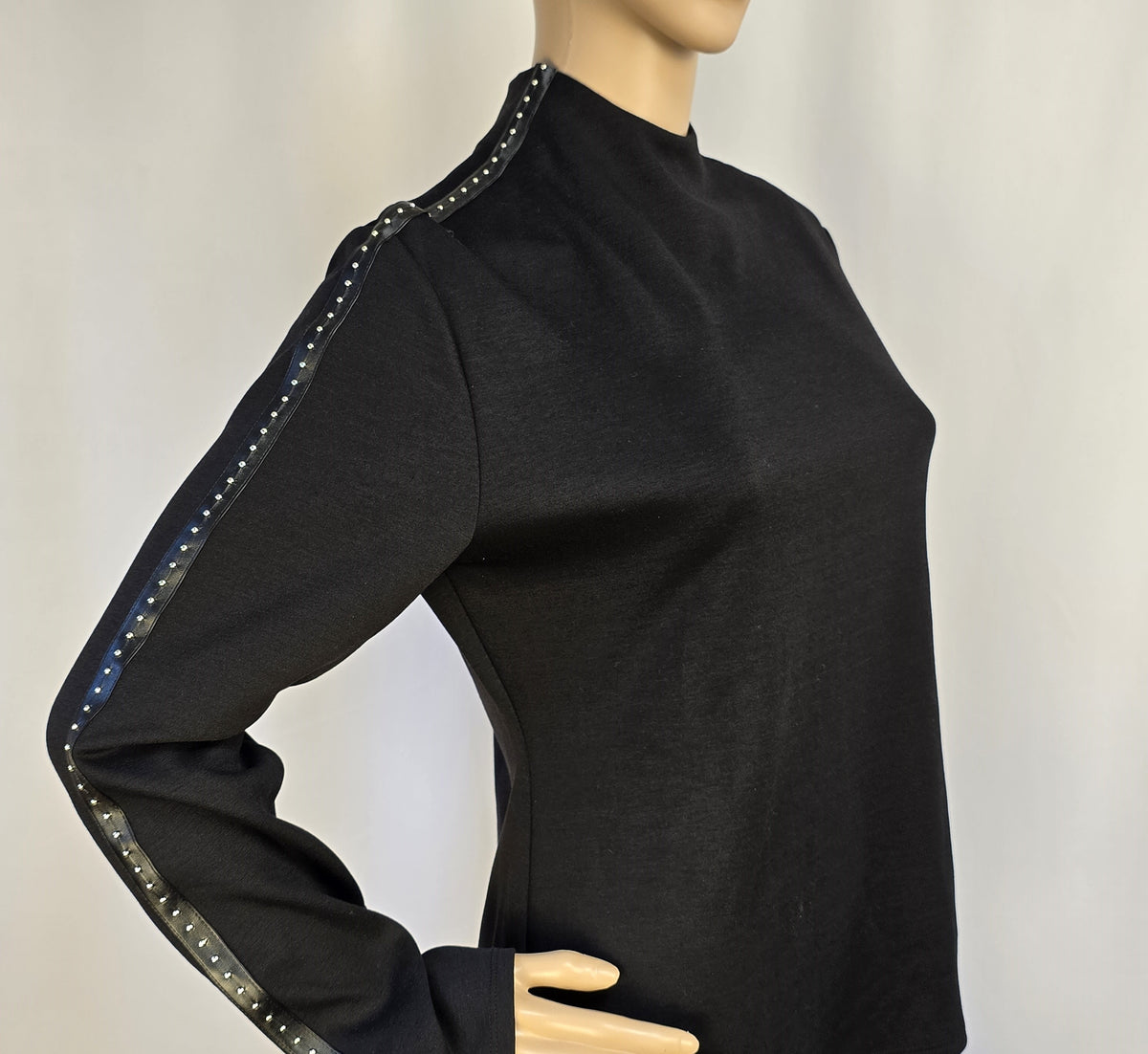 Vince Camuto Mock Neck Studded Sleeve Top – Size M New with Tags