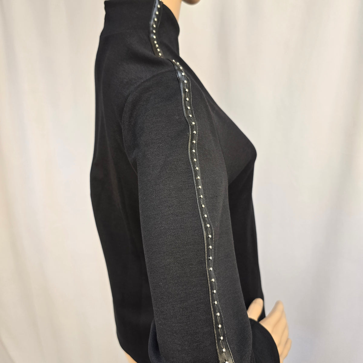 Vince Camuto Mock Neck Studded Sleeve Top – Size M New with Tags