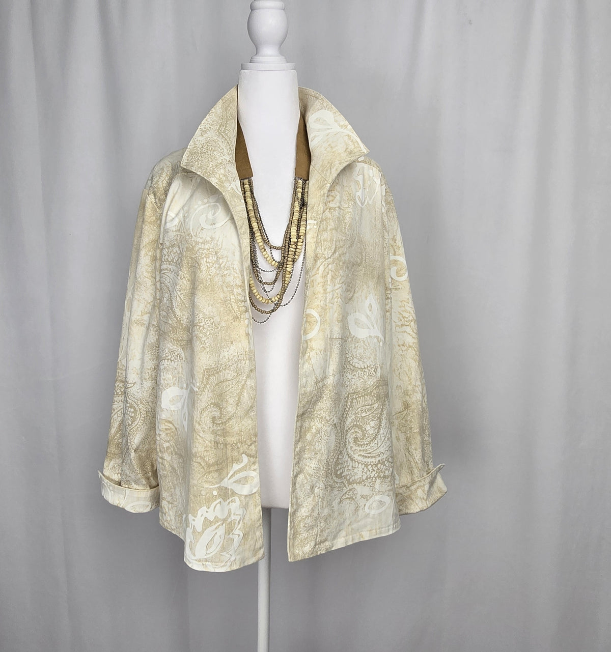 Linda Lundström Vintage Open‑Front Jacket – Paisley, Lightweight, Size 14 Preloved