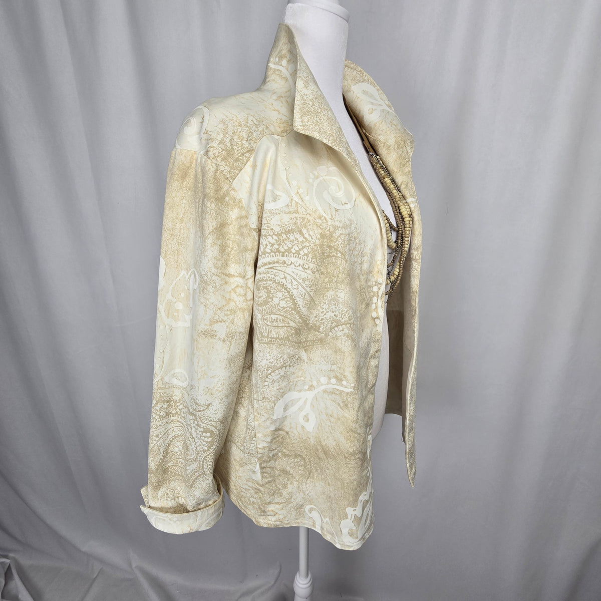 Linda Lundström Vintage Open‑Front Jacket – Paisley, Lightweight, Size 14 Preloved