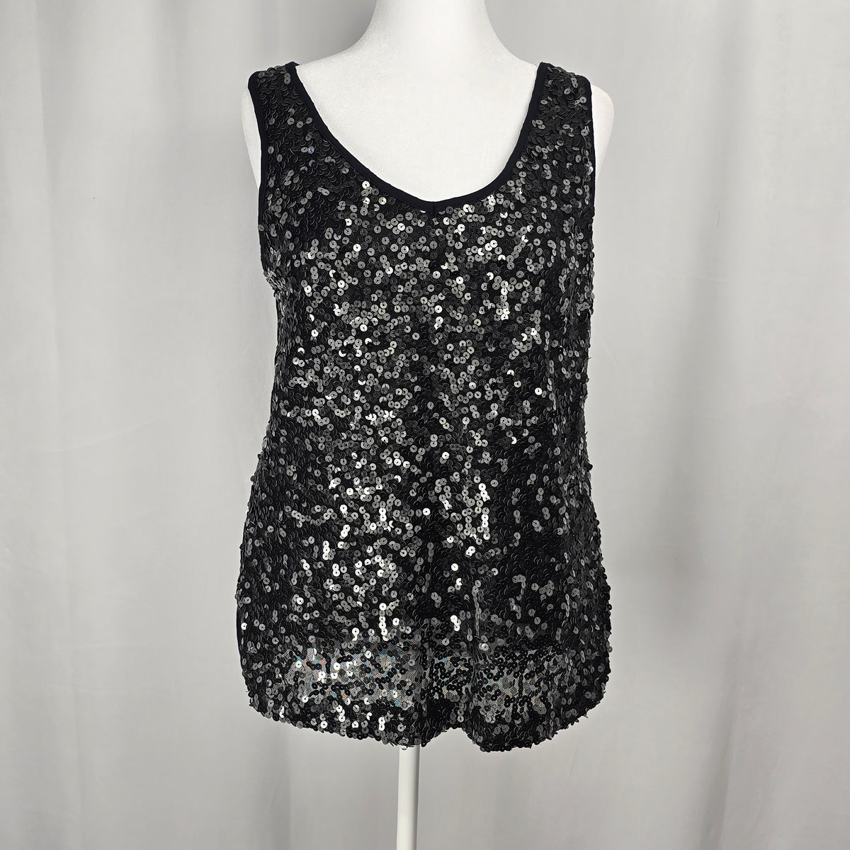 Ricki’s Black Sequin Tank – Party Ready, Holiday Glam, Size L Preloved