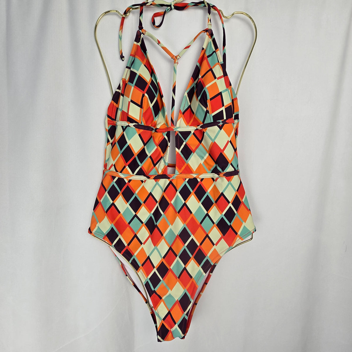 Cupshe One-Piece Geometric Design Plunge Neck Large