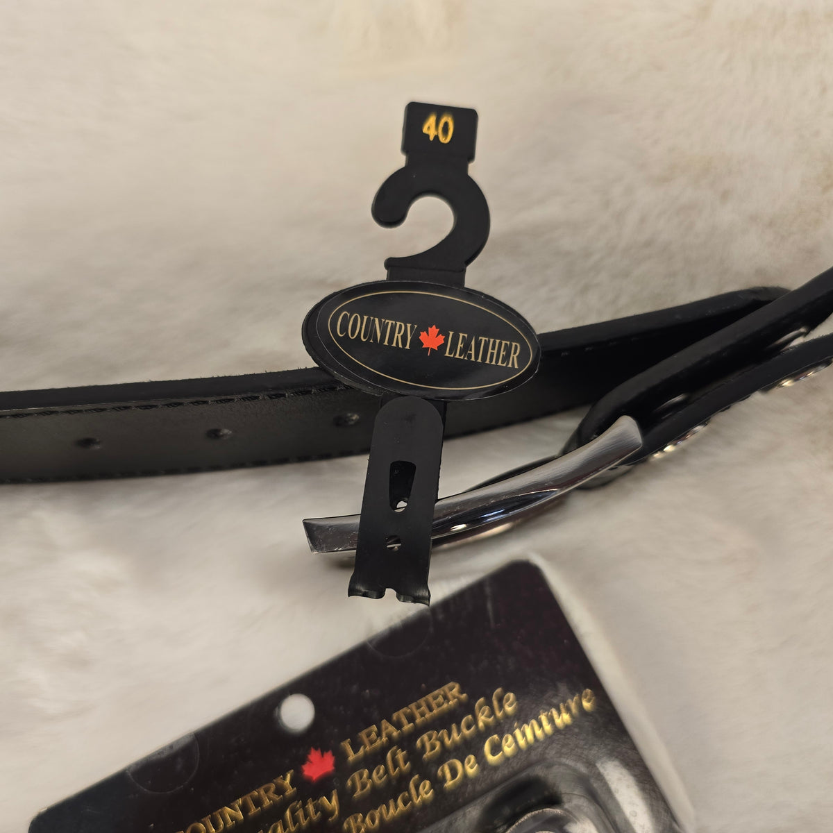 Country Leather Belt Size 40 + Rhinestone Butterfly Buckle – New